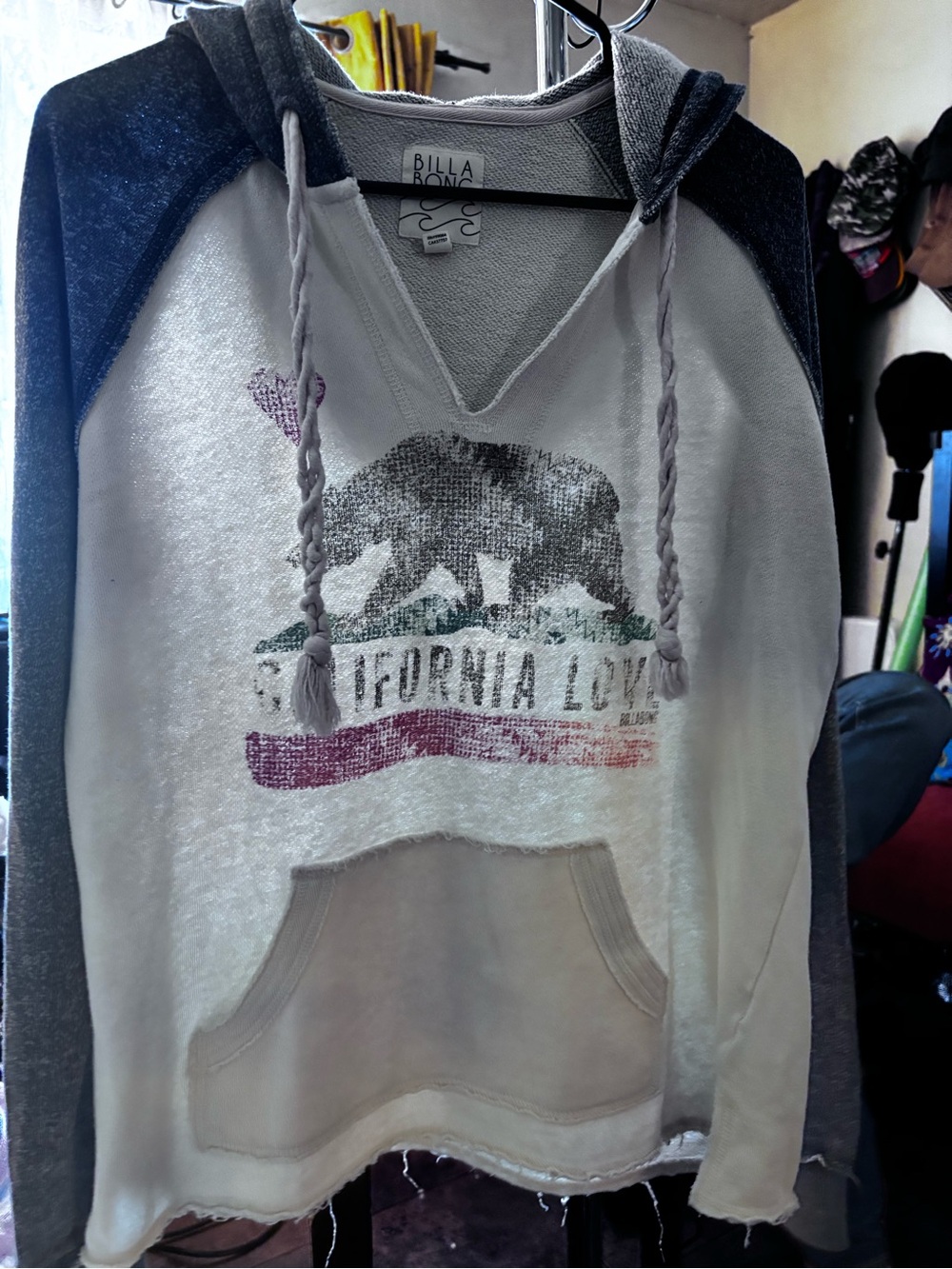 Surf Skate Baja Hoodie Billabong California Love Terry Cloth Sweatshirt Size XL - Picture 4 of 16